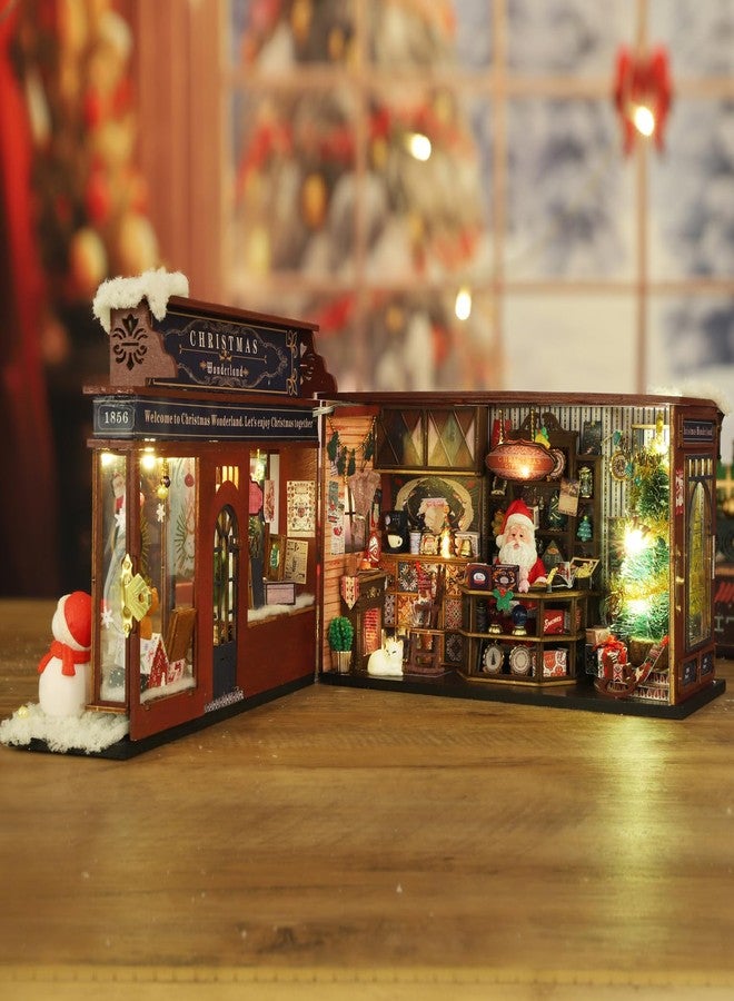 CUTEROOM Miniature House Kits for Adults, Mini Dollhouse Wooden Furniture Kit, DIY Craft Kits Creative Room Tiny House for Decoration- Christmas Wonderland - Image 3